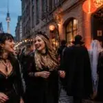 Συμβολική εικόνα με μεταμφιεσμένους επισκέπτες σε ατμόσφαιρα Halloween στο Βερολίνο