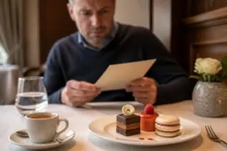 Επιδόρπιο Café Gourmand με μικρά γλυκά και ξεχωριστό εσπρέσο σε εστιατόριο στη νότια Γερμανία