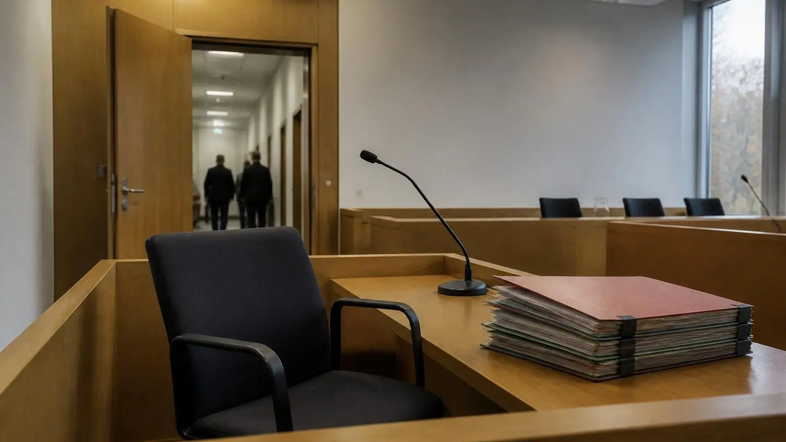 Συμβολική εικόνα άδειας αίθουσας γερμανικού δικαστηρίου για την υπόθεση των βιασμών στο Βερολίνο
