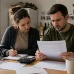 Νέοι γονείς στη Γερμανία εξετάζουν έξοδα και έγγραφα για το γονικό επίδομα Elterngeld σε οικογενειακό τραπέζι