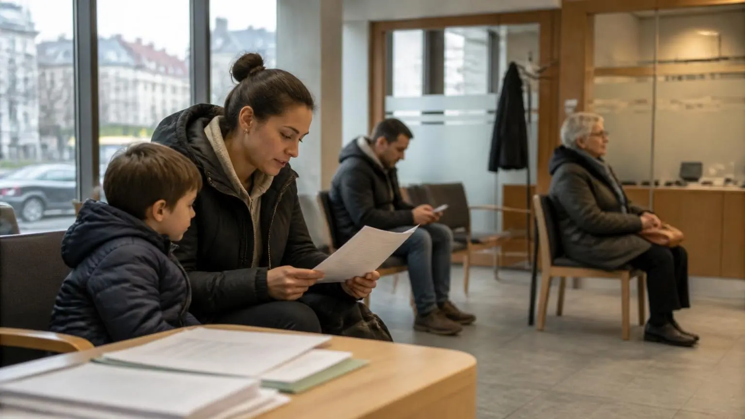 Συμβολική εικόνα πολιτών σε χώρο κοινωνικών υπηρεσιών στην Ελβετία για τα στοιχεία κοινωνικής βοήθειας του 2025