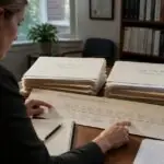 Συμβολική εικόνα ερευνητή που εξετάζει φακέλους με αναφορές για προηγούμενες ζωές