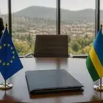 Συμβολική απεικόνιση διαπραγματεύσεων της ΕΕ και της Ρουάντας για κέντρο επιστροφών