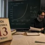 Συμβολική εικόνα με ημερολόγιο της 13ης Νοεμβρίου 2026 και γράφημα πληθυσμιακής αύξησης σε επιστημονικό γραφείο