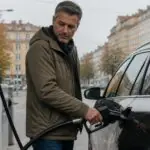 Οδηγός ανεφοδιάζει αυτοκίνητο σε πρατήριο καυσίμων στην Αυστρία.