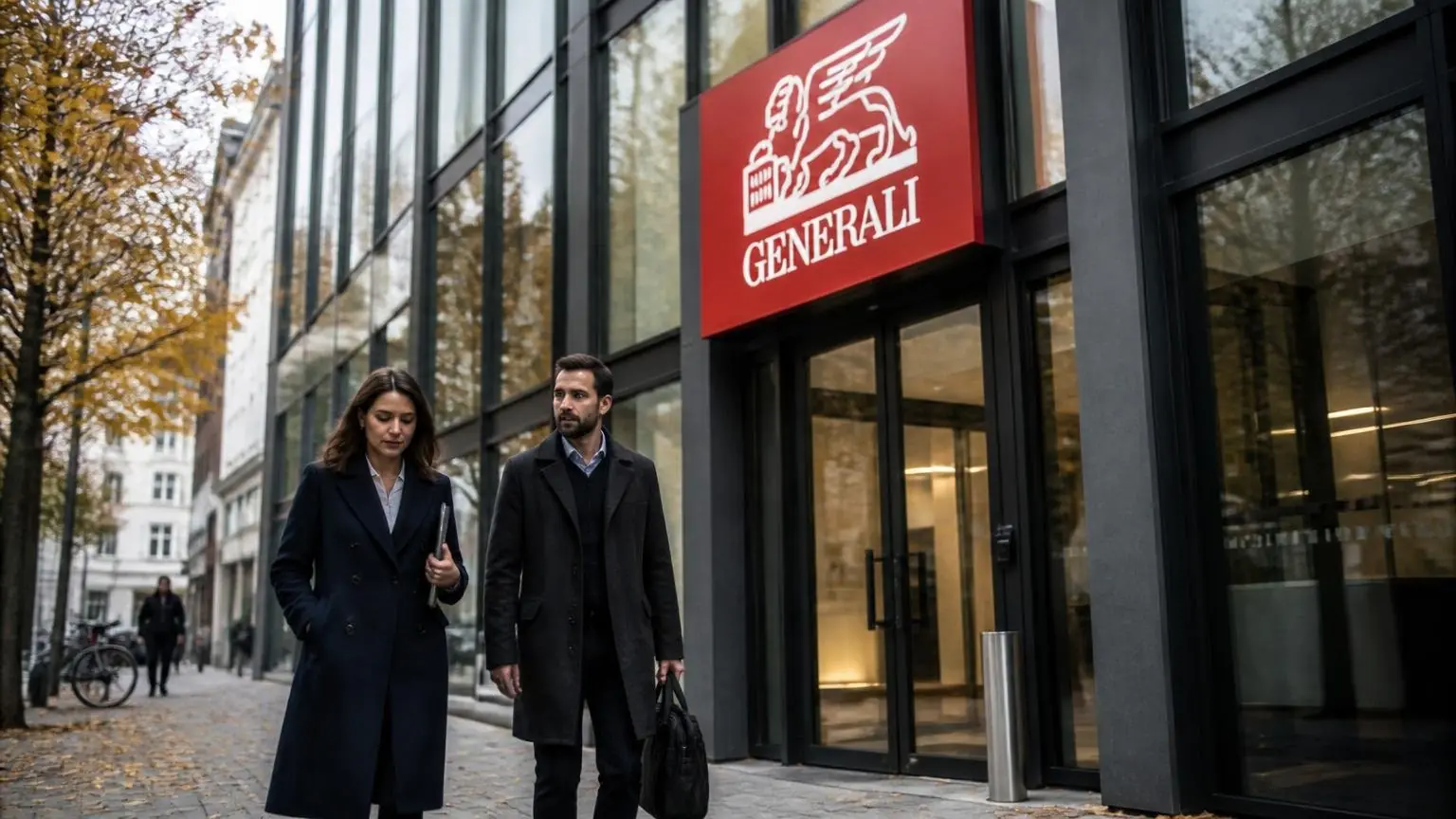 Συμβολική εικόνα με την εταιρική σήμανση Generali σε κτίριο γραφείων στη Γερμανία.