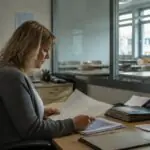 Συμβολική εικόνα διοικητικού ελέγχου εγγράφων σε επαγγελματικό σχολείο στη Γερμανία