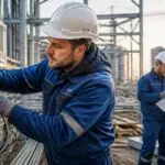 Συμβολική απεικόνιση τεχνικών σε έργο ηλεκτρολογικών υποδομών στη Γερμανία.