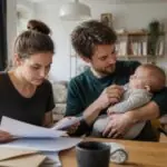 Γονείς στη Γερμανία φροντίζουν το μωρό τους στο σπίτι, συμβολική εικόνα για το επίδομα Elterngeld