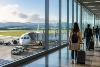 Επιβατικό αεροπλάνο σε χώρο στάθμευσης περιφερειακού αεροδρομίου, συμβολική εικόνα για το Γκρατς