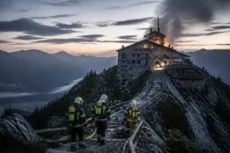 Συμβολική απεικόνιση της πυρκαγιάς στο Kehlsteinhaus στο Obersalzberg της Βαυαρίας