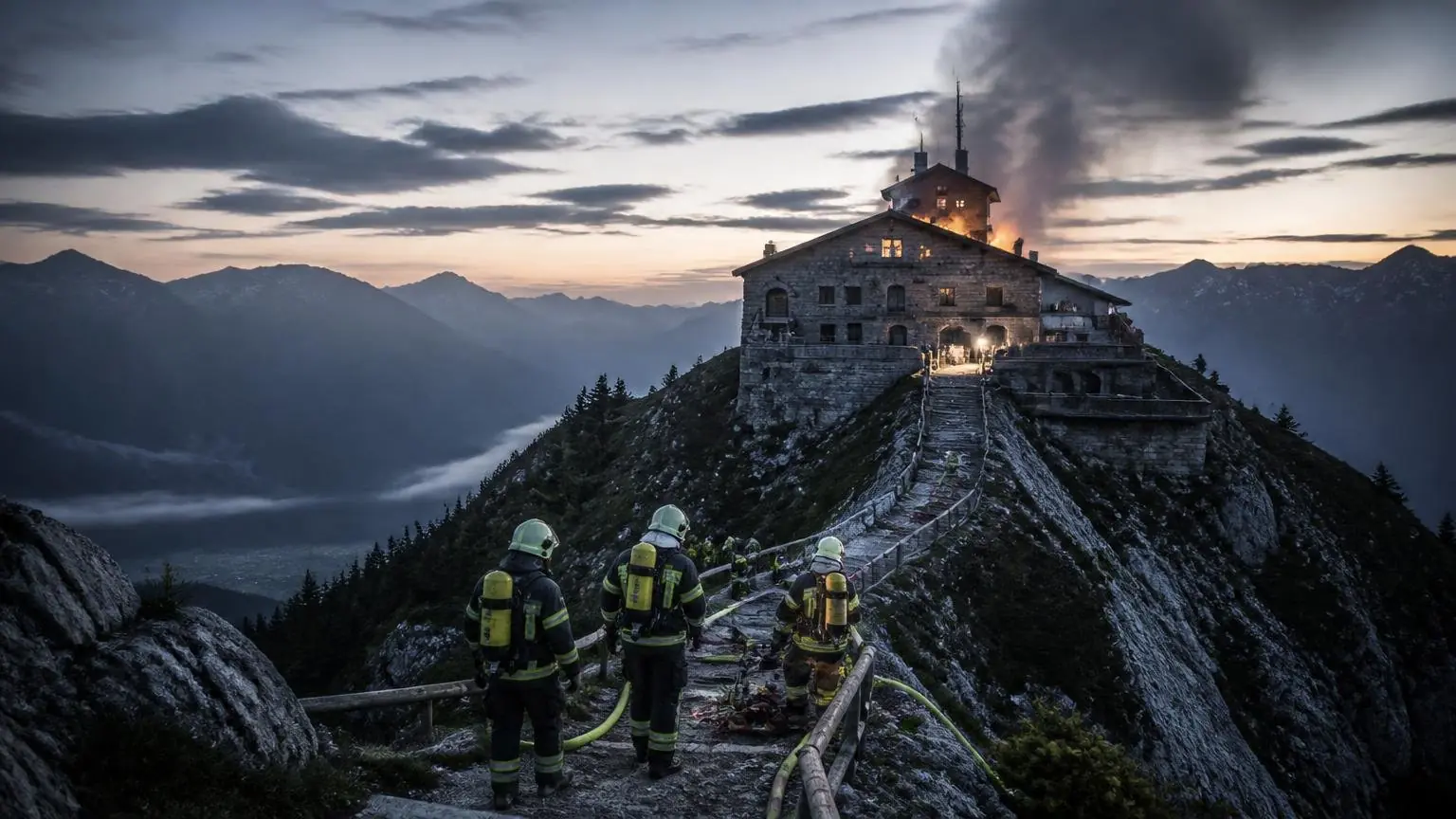 Συμβολική απεικόνιση της πυρκαγιάς στο Kehlsteinhaus στο Obersalzberg της Βαυαρίας