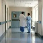 Symbolbild eines ruhigen Krankenhausflurs mit medizinischem Personal