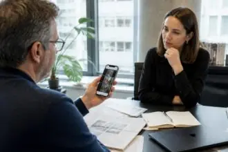 Στελέχη σε γραφείο μέσων ενημέρωσης εξετάζουν εφαρμογή σύντομων βίντεο σε κινητό