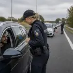 Συμβολική απεικόνιση αστυνομικού ελέγχου οχήματος στα χερσαία σύνορα της Ολλανδίας