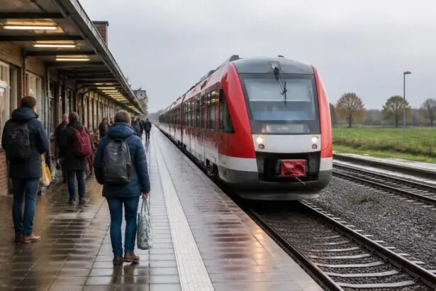 Περιφερειακό επιβατικό τρένο σε σταθμό της βόρειας Γερμανίας, συμβολική εικόνα για τα αυξημένα τέλη σιδηροδρομικών γραμμών