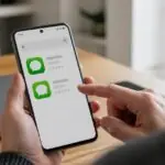 Συμβολική εικόνα χρήστη Android που εξετάζει παρόμοια εικονίδια εφαρμογών ανταλλαγής μηνυμάτων, για την υπόθεση πλαστού WhatsApp στο Google Play
