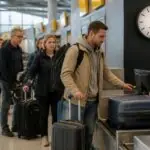 Συμβολική εικόνα επιβάτη που παραδίδει αποσκευή σε αεροδρόμιο για τη νέα προθεσμία της Ryanair από τις 10 Νοεμβρίου