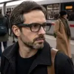 Επιβάτης με έξυπνα γυαλιά Smart Glasses σε σταθμό μετρό της Βιέννης