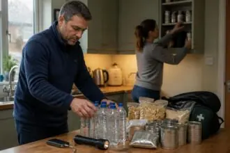 Προμήθειες νερού και τροφίμων για τρεις ημέρες σε βρετανικό νοικοκυριό, συμβολική απεικόνιση