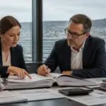 Συμβολική εικόνα υπηρεσιακών στελεχών που εξετάζουν οικονομικούς φακέλους και υπολογισμούς για τον προϋπολογισμό στη Βάδη-Βυρτεμβέργη