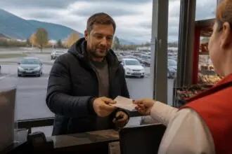 Οδηγός αγοράζει ετήσια βινιέτα αυτοκινητοδρόμων σε σημείο εξυπηρέτησης στην Αυστρία