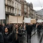 Συμβολική εικόνα συγκέντρωσης διαδηλωτών σε κεντρικό δρόμο των Βρυξελλών στο Βέλγιο
