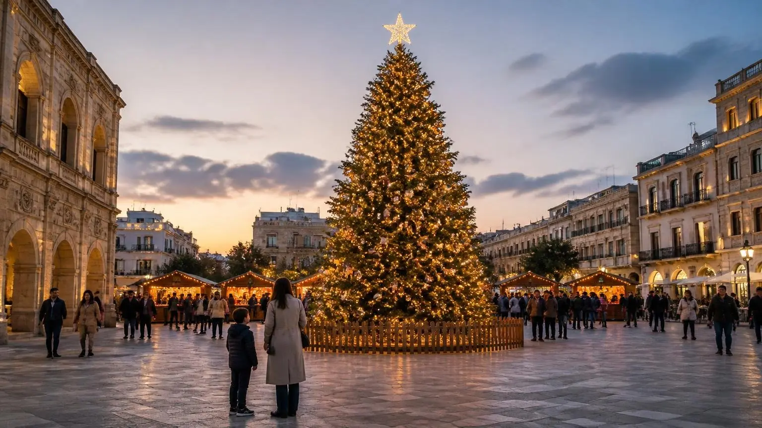 Symbolbild: Beleuchteter Weihnachtsbaum auf einem zentralen Platz in Heraklion auf Kreta